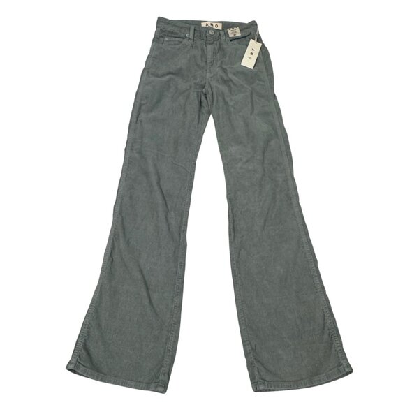 Amo Willa High Rise Slim Flare Full Length Corduroy Pants Size 27 green New $253 - Picture 2 of 11